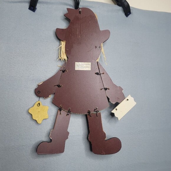 Wood Long Rich HARVEST Greetings Pumpkin Head Scarecrow 20.5 Inch Tall - Picture 6 of 7